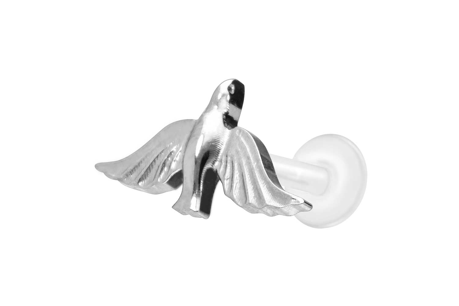 PTFE Labret Piercing mit Innengewinde + Titan-Aufsatz TAUBE